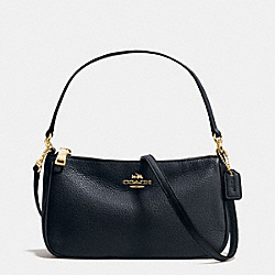 COACH TOP HANDLE POUCH IN PEBBLE LEATHER - IMITATION GOLD/MIDNIGHT - F36645