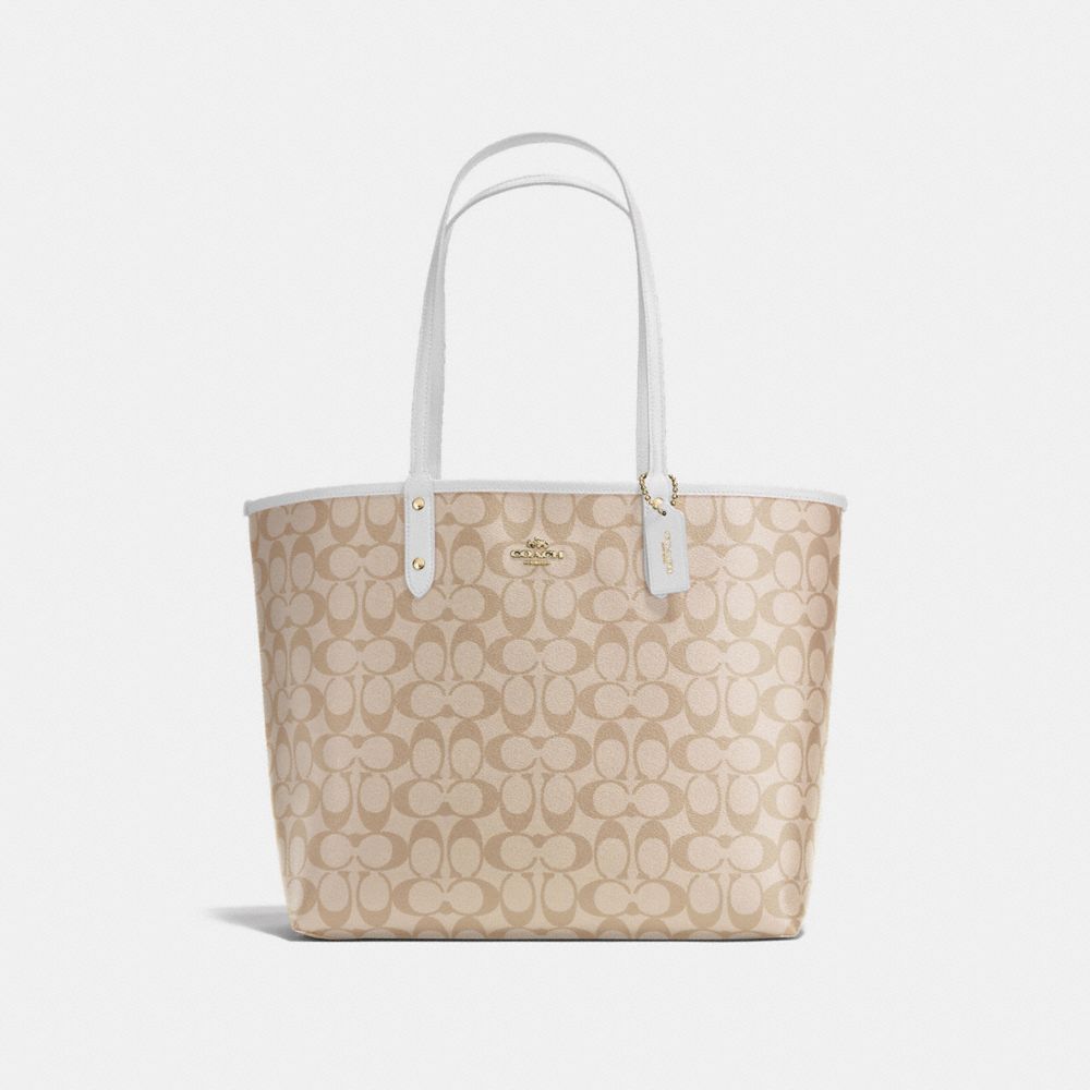 REVERSIBLE CITY TOTE IN SIGNATURE - COACH f36658 - IMITATION GOLD/LIGHT KHAKI/CHALK