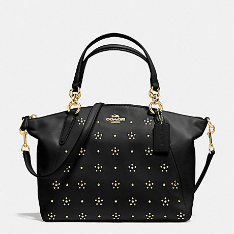 COACH ALL OVER STUD SMALL KELSEY SATCHEL IN CALF LEATHER - IMITATION GOLD/BLACK - f36670