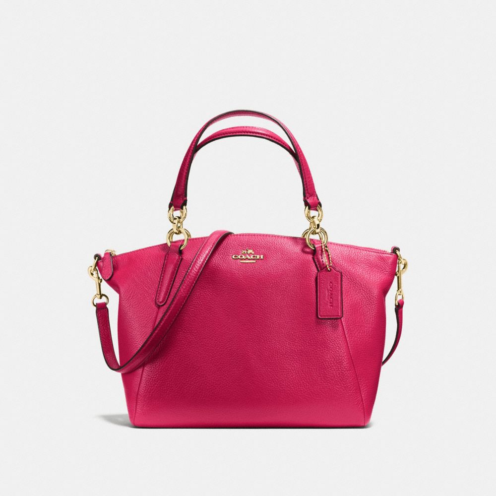 SMALL KELSEY SATCHEL IN PEBBLE LEATHER - COACH f36675 - IMITATION  GOLD/BRIGHT PINK