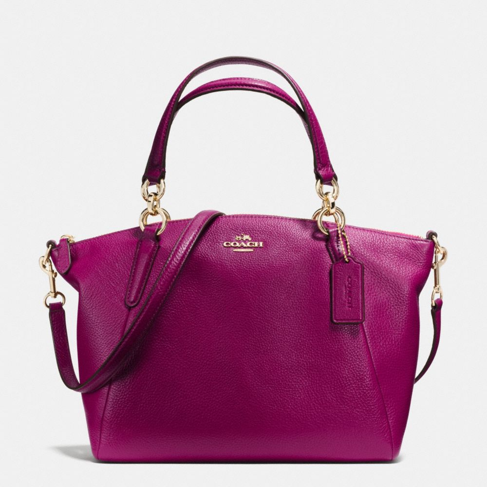 SMALL KELSEY SATCHEL IN PEBBLE LEATHER - COACH f36675 - IMITATION  GOLD/FUCHSIA