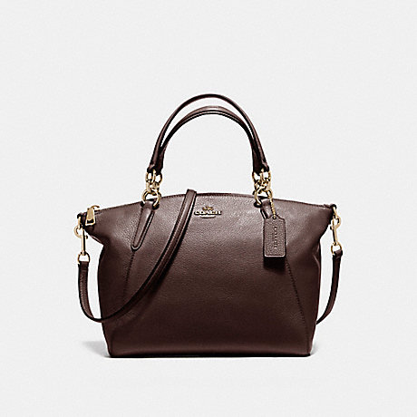 COACH SMALL KELSEY SATCHEL IN PEBBLE LEATHER - LIGHT GOLD/OXBLOOD 1 - f36675