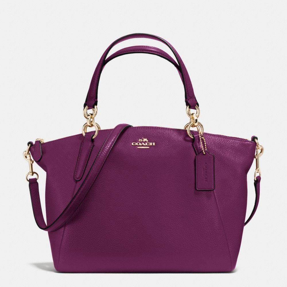 SMALL KELSEY SATCHEL IN PEBBLE LEATHER - COACH f36675 - IMITATION GOLD/PLUM