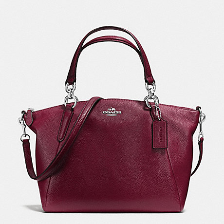COACH SMALL KELSEY SATCHEL IN PEBBLE LEATHER - SILVER/BURGUNDY - f36675