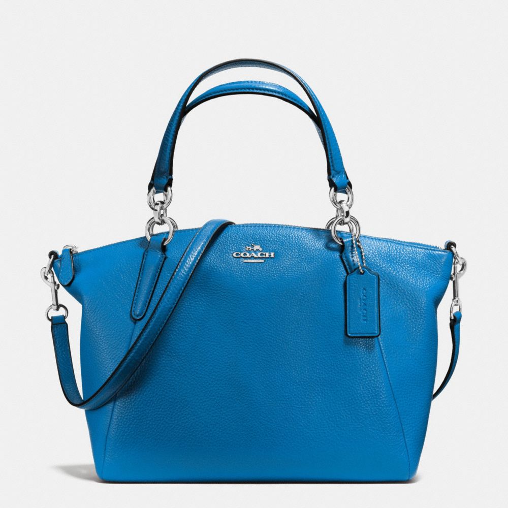 COACH SMALL KELSEY SATCHEL IN PEBBLE LEATHER - SILVER/LAPIS - F36675