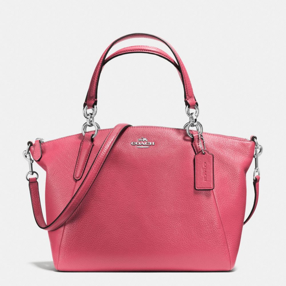 SMALL KELSEY SATCHEL IN PEBBLE LEATHER - COACH f36675 -  SILVER/STRAWBERRY