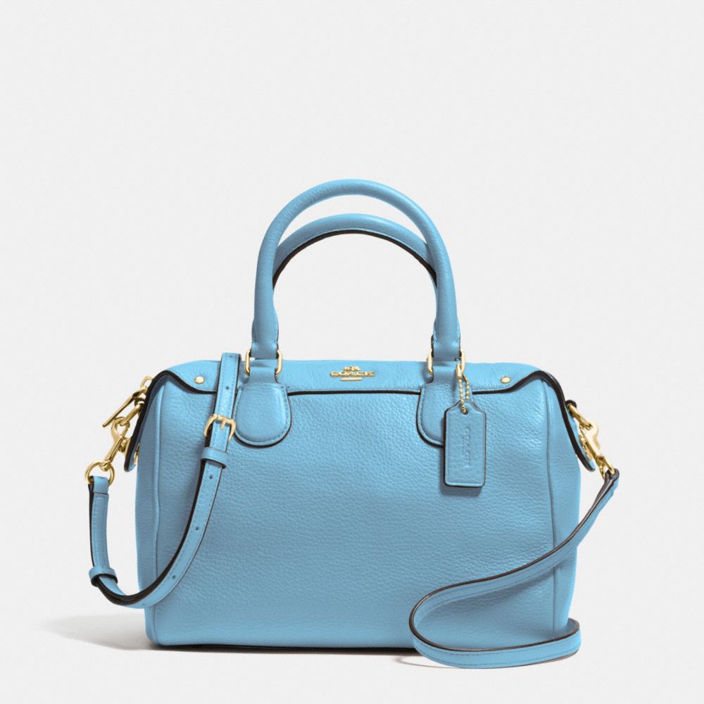 MINI BENNETT SATCHEL IN PEBBLE LEATHER - COACH f36677 - IMITATION GOLD/BLUEJAY