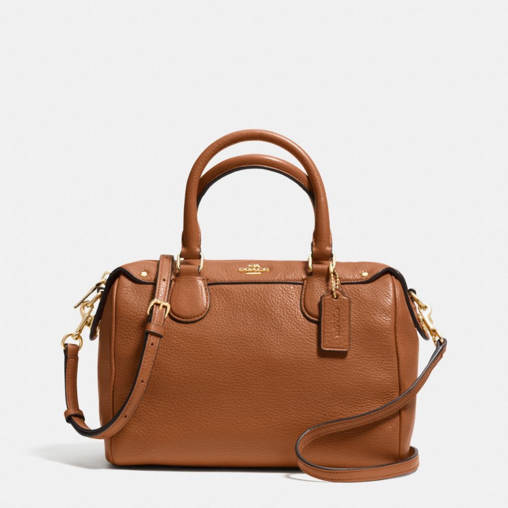 MINI BENNETT SATCHEL IN PEBBLE LEATHER - COACH f36677 - IMITATION GOLD/SADDLE