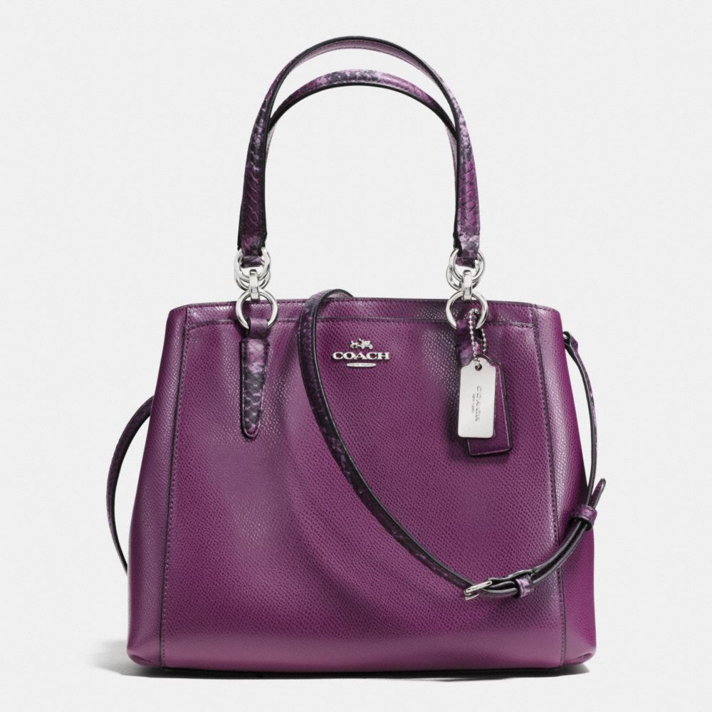 MINETTA CROSSBODY IN EXOTIC TRIM LEATHER - COACH f36678 - SILVER/PLUM