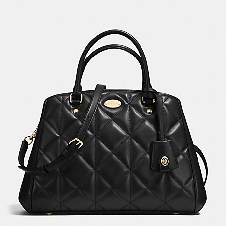 COACH SMALL MARGOT CARRYALL IN QUILTED LEATHER - IMITATION GOLD/BLACK - f36679