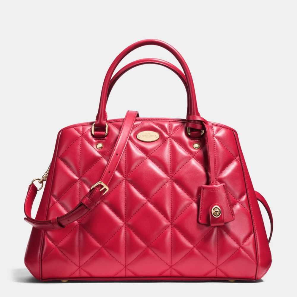 SMALL MARGOT CARRYALL IN QUILTED LEATHER - COACH f36679 - IMITATION GOLD/CLASSIC RED