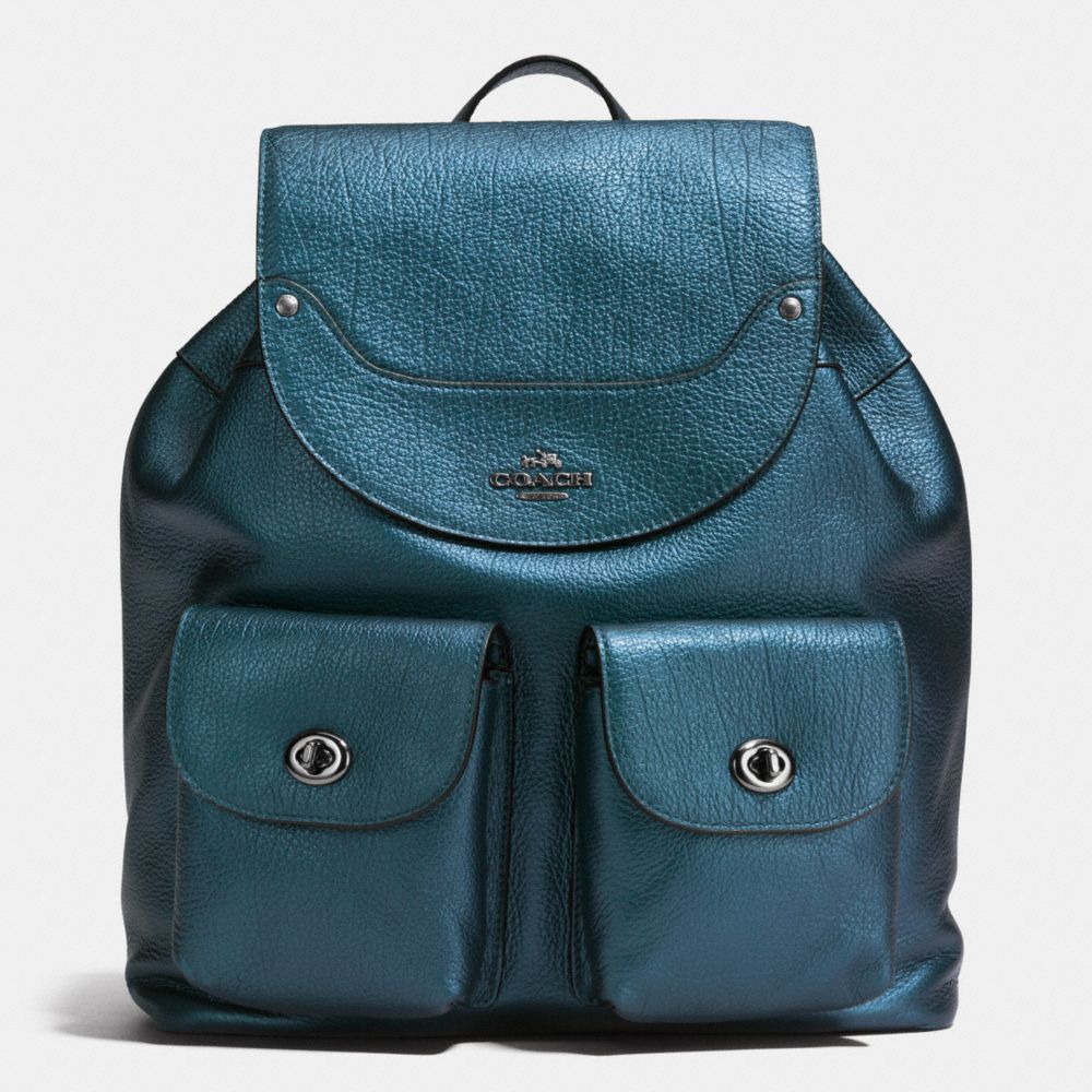 MICKIE BACKPACK IN GRAIN LEATHER - COACH f36683 - ANTIQUE NICKEL/METALLIC BLUE