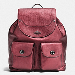 COACH MICKIE BACKPACK IN GRAIN LEATHER - ANTIQUE NICKEL/METALLIC CHERRY - F36683