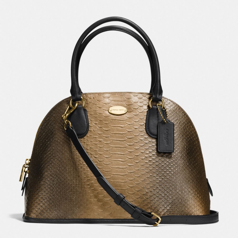 COACH CORA DOMED SATCHEL IN METALLIC SNAKE EMBOSSED LEATHER - IMITATION GOLD/GOLD - F36693