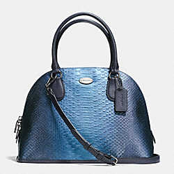 COACH CORA DOMED SATCHEL IN METALLIC SNAKE EMBOSSED LEATHER - ANTIQUE NICKEL/METALLIC BLUE - F36693