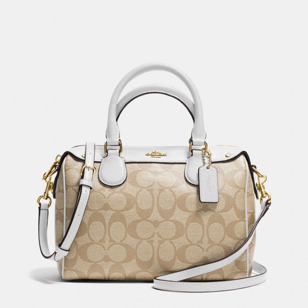 MINI BENNETT SATCHEL IN SIGNATURE - COACH f36702 - IMITATION GOLD/LIGHT KHAKI/CHALK