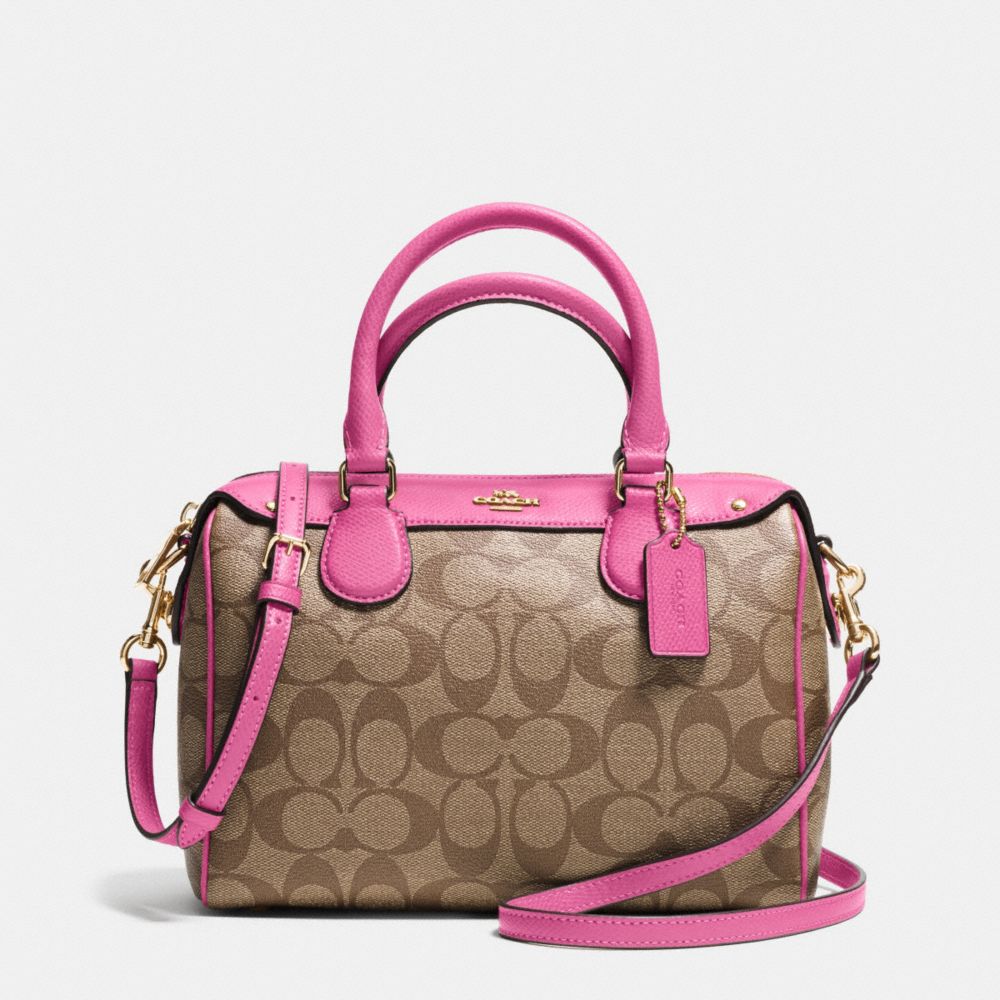 COACH MINI BENNETT SATCHEL IN SIGNATURE - IMITATION GOLD/KHAKI/DAHLIA - F36702