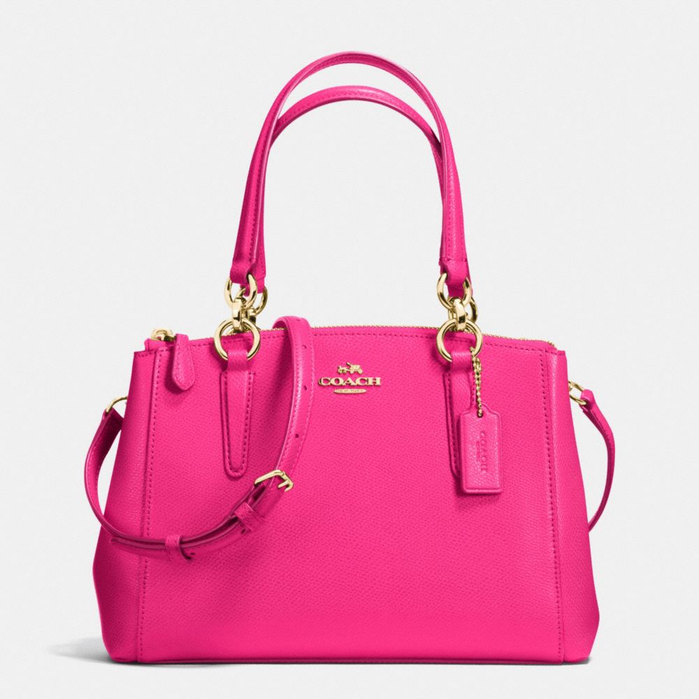 MINI CHRISTIE CARRYALL IN CROSSGRAIN LEATHER - COACH f36704 -  IMITATION GOLD/PINK RUBY