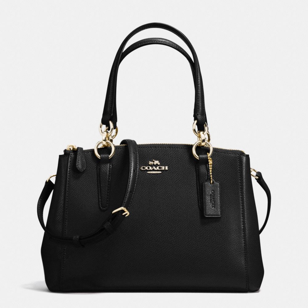 MINI CHRISTIE CARRYALL IN CROSSGRAIN LEATHER - COACH f36704 - IMITATION GOLD/BLACK