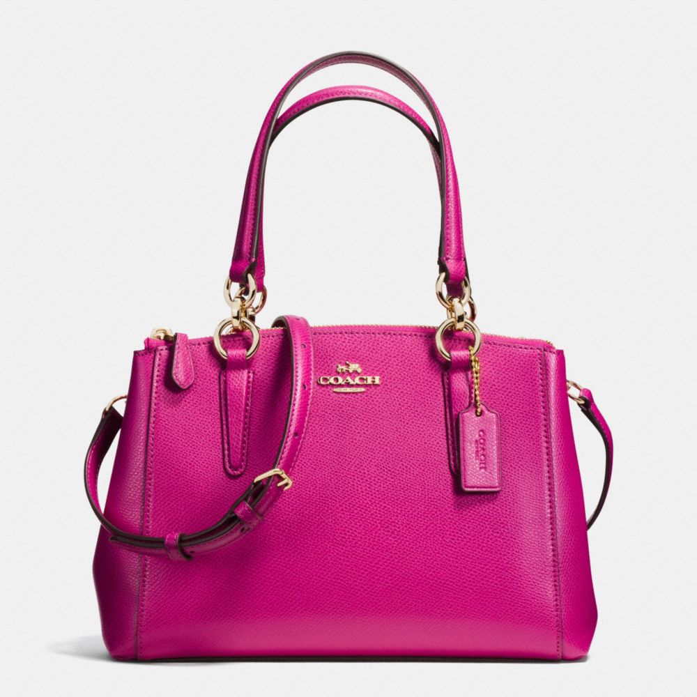 COACH MINI CHRISTIE CARRYALL IN CROSSGRAIN LEATHER - IMITATION GOLD/CRANBERRY - F36704