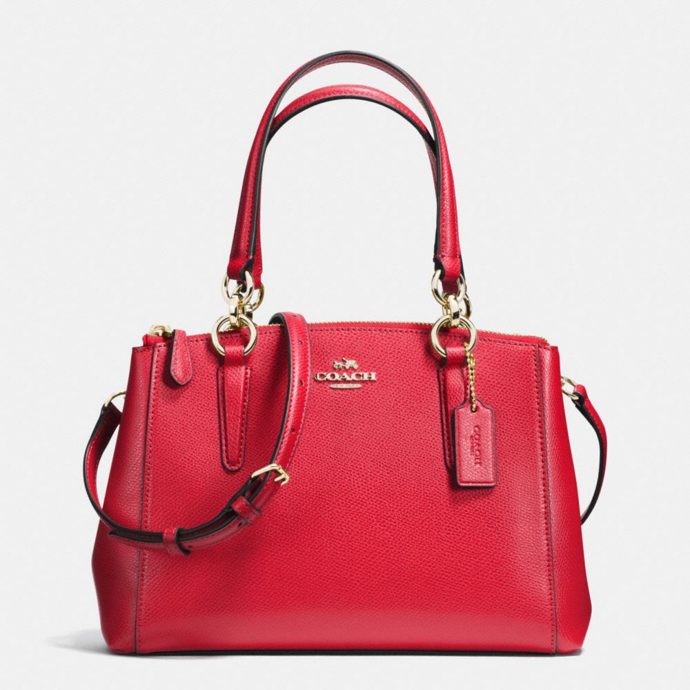 MINI CHRISTIE CARRYALL IN CROSSGRAIN LEATHER - COACH f36704 - IMITATION GOLD/CLASSIC RED
