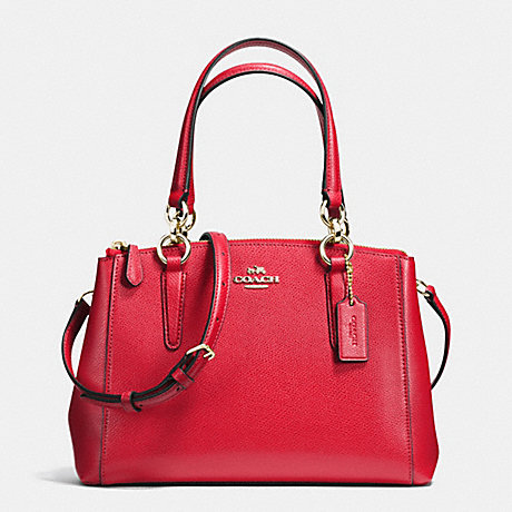 COACH MINI CHRISTIE CARRYALL IN CROSSGRAIN LEATHER - IMITATION GOLD/CLASSIC RED - f36704