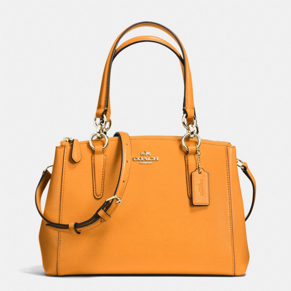 MINI CHRISTIE CARRYALL IN CROSSGRAIN LEATHER - COACH f36704 - IMITATION GOLD/ORANGE PEEL