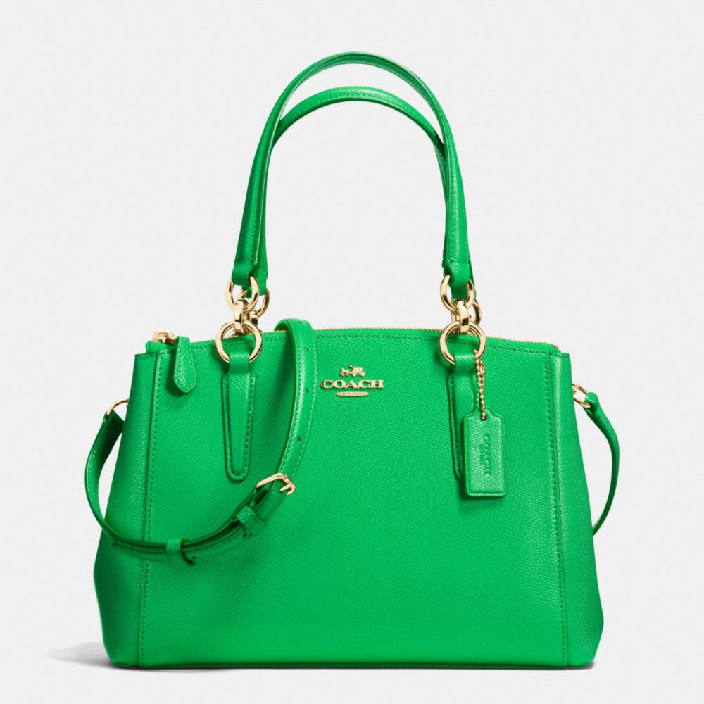 COACH MINI CHRISTIE CARRYALL IN CROSSGRAIN LEATHER - IMITATION GOLD/KELLY GREEN - F36704