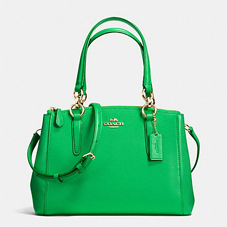 COACH MINI CHRISTIE CARRYALL IN CROSSGRAIN LEATHER - IMITATION GOLD/KELLY GREEN - f36704