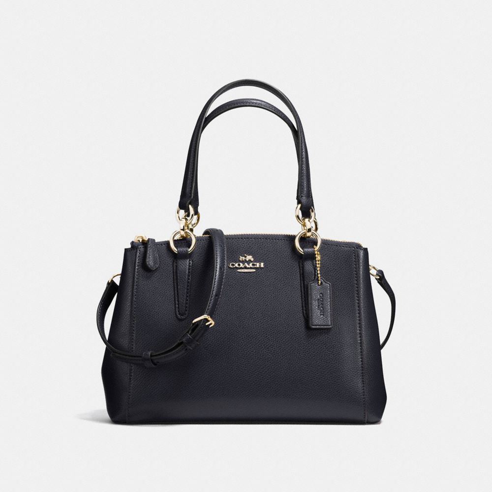 MINI CHRISTIE CARRYALL IN CROSSGRAIN LEATHER - COACH f36704 -  IMITATION GOLD/MIDNIGHT