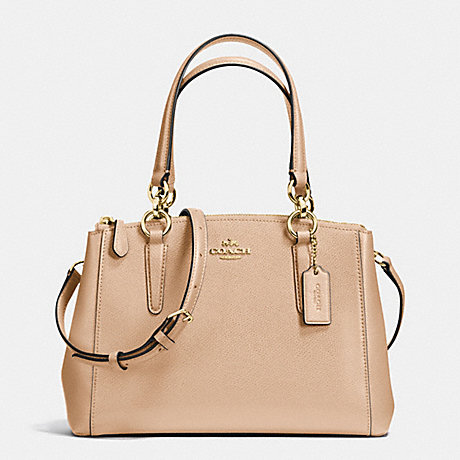 COACH MINI CHRISTIE CARRYALL IN CROSSGRAIN LEATHER - IMITATION GOLD/NUDE - f36704