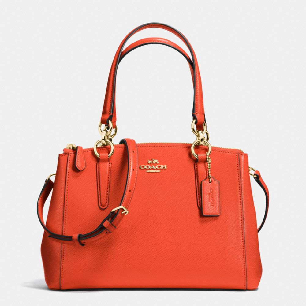 MINI CHRISTIE CARRYALL IN CROSSGRAIN LEATHER - COACH f36704 - IMITATION GOLD/PEPPERPER