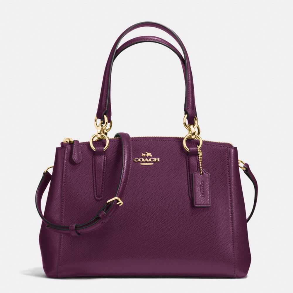 COACH MINI CHRISTIE CARRYALL IN CROSSGRAIN LEATHER - IMITATION GOLD/PLUM - F36704