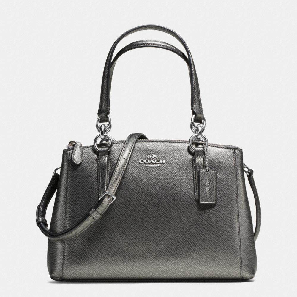 MINI CHRISTIE CARRYALL IN CROSSGRAIN LEATHER - COACH f36704 - SILVER/GUNMETAL