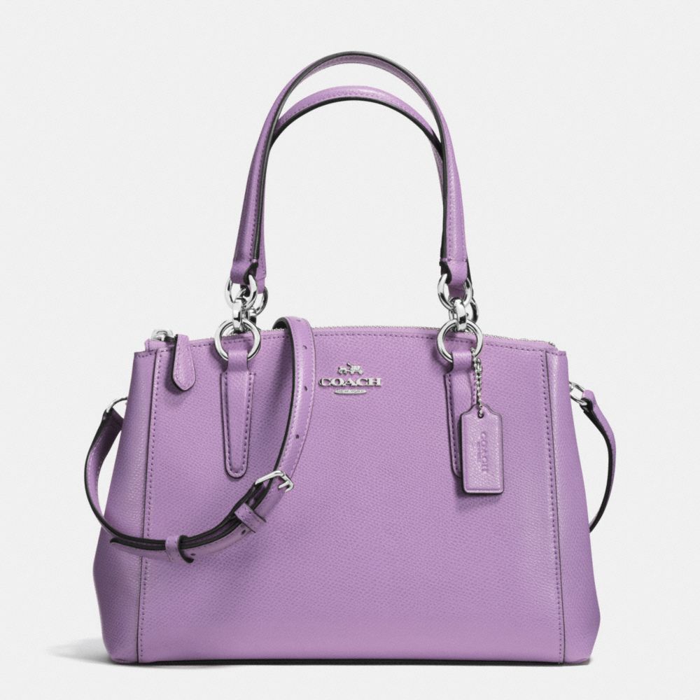 COACH MINI CHRISTIE CARRYALL IN CROSSGRAIN LEATHER - SILVER/LILAC - F36704