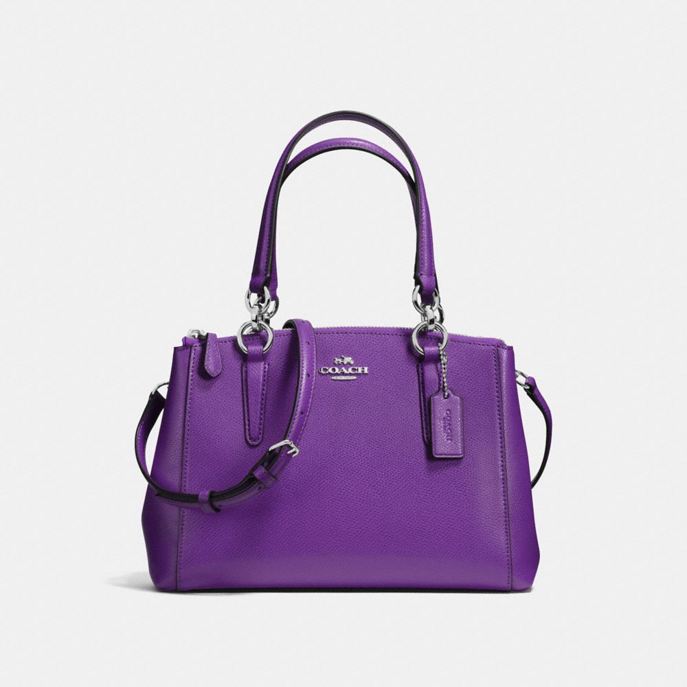 COACH MINI CHRISTIE CARRYALL IN CROSSGRAIN LEATHER - SILVER/PURPLE - F36704