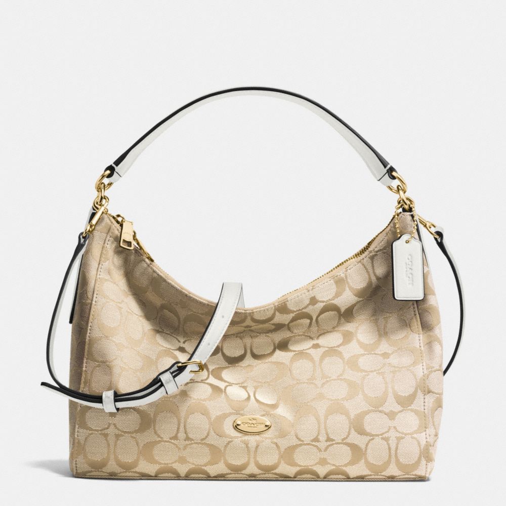 SMALL CELESTE SHOULDER BAG IN SIGNATURE - COACH f36716 - IMITATION GOLD/LIGHT KHAKI/CHALK