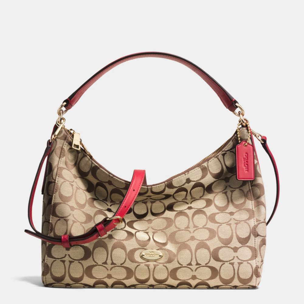 COACH EAST WEST CELESTE SHOULDER BAG IN SIGNATURE - IMITATION GOLD/KHAKI/CLASSIC RED - F36716