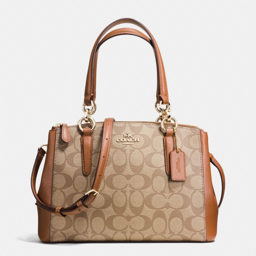 COACH MINI CHRISTIE CARRYALL IN SIGNATURE - IMITATION GOLD/KHAKI/SADDLE - F36718