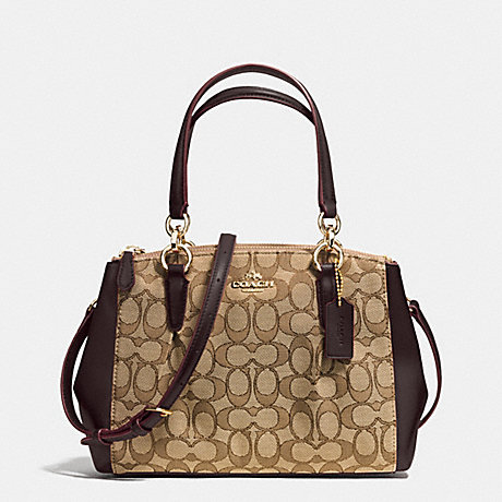 COACH MINI CHRISTIE CARRYALL WITH PLEATS IN SIGNATURE - IMITATION GOLD/KHAKI/BROWN - f36719