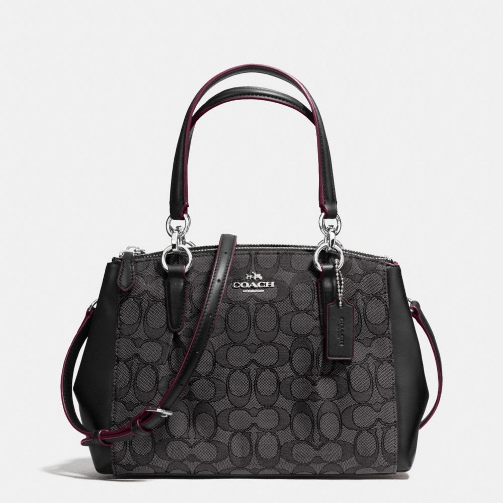 MINI CHRISTIE CARRYALL WITH PLEATS IN SIGNATURE - COACH F36719 - SILVER/BLACK SMOKE/BLACK