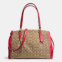 COACH CHRISTIE CARRYALL WITH PLEATS IN OUTLINE SIGNATURE - IMITATION GOLD/KHAKI/CLASSIC RED - F36720