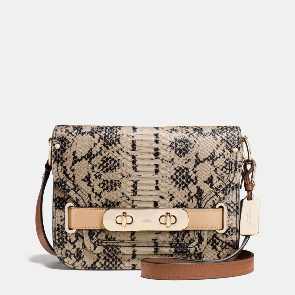 COACH SMALL SWAGGER SHOULDER BAG IN COLORBLOCK EXOTIC EMBOSSED  LEATHER - COACH f36736 - LIGHT GOLD/BEECHWOOD