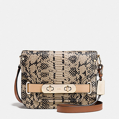 COACH COACH SMALL SWAGGER SHOULDER BAG IN COLORBLOCK EXOTIC EMBOSSED LEATHER - LIGHT GOLD/BEECHWOOD - f36736