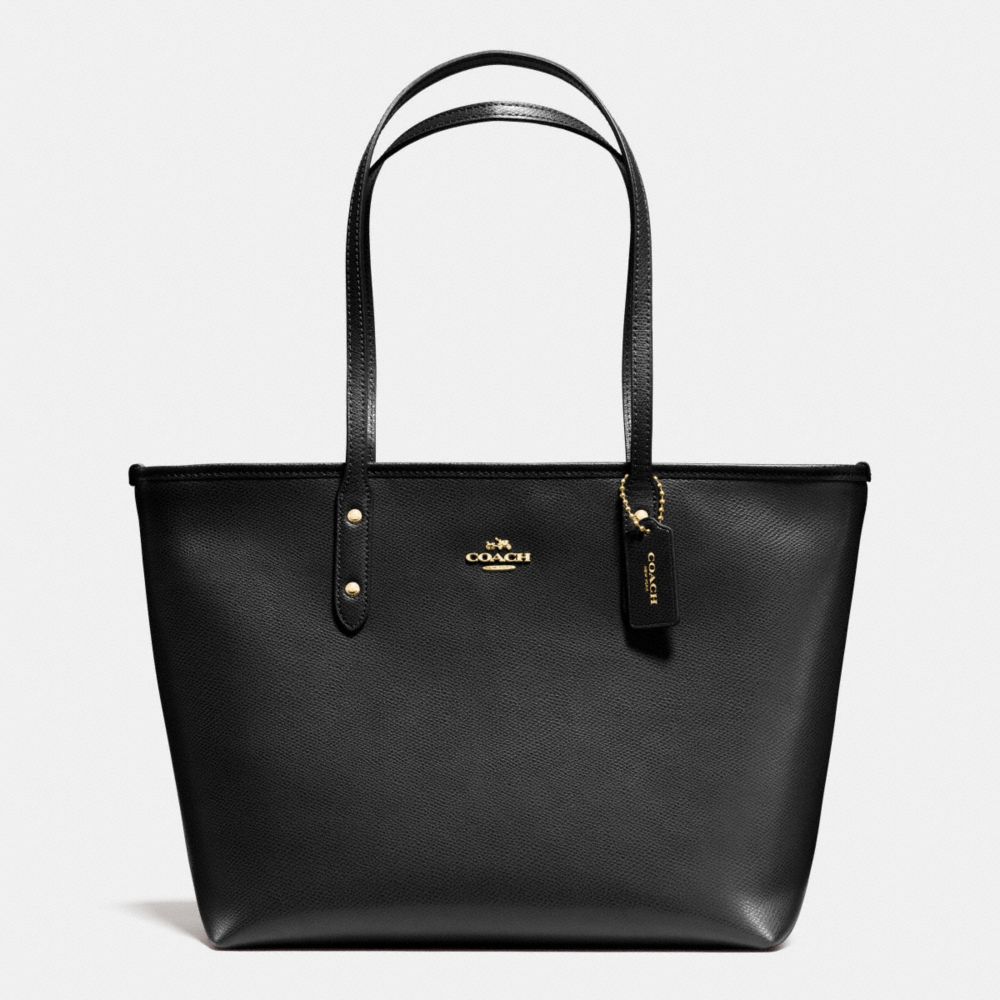 CITY ZIP TOTE IN CROSSGRAIN LEATHER - COACH F36875 - IMITATION GOLD/BLACK F37336