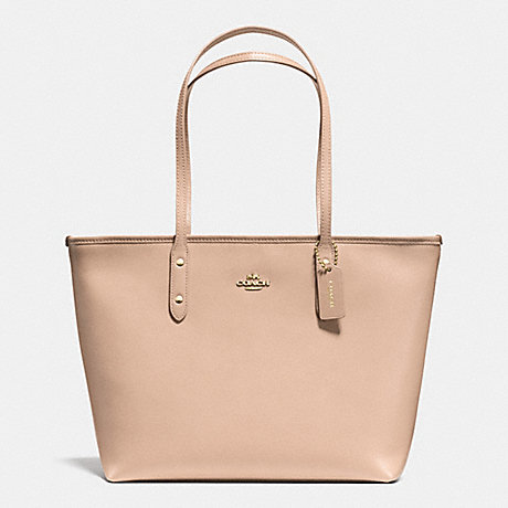 COACH CITY ZIP TOTE IN CROSSGRAIN LEATHER - IMITATION GOLD/BEECHWOOD - f36875