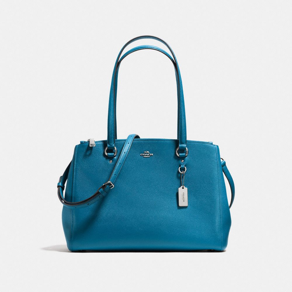 COACH STANTON CARRYALL IN CROSSGRAIN LEATHER - SILVER/PEACOCK - F36878