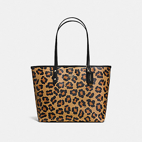 COACH CITY ZIP TOTE IN OCELOT PRINT COATED CANVAS - IMITATION GOLD/NEUTRAL - f36883