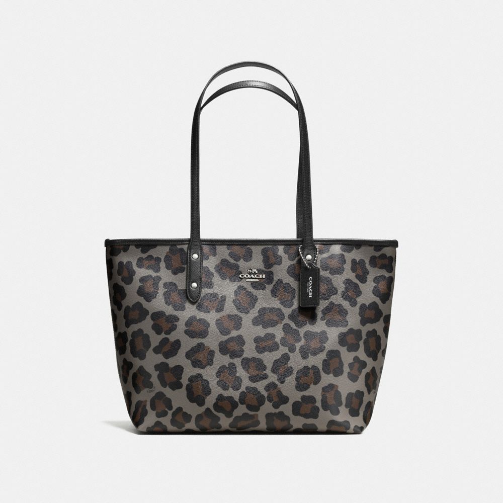 COACH CITY ZIP TOTE IN OCELOT PRINT COATED CANVAS - SILVER/GREY MULTI - F36883