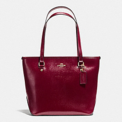 COACH ZIP TOP TOTE IN PATENT CROSSGRAIN LEATHER - IMITATION GOLD/SHERRY - F36962